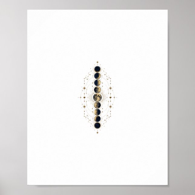 Månfaser Himmelsk Ornament Poster (Framsidan)