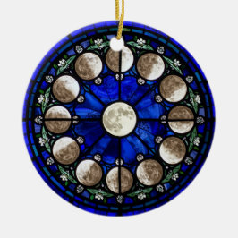 Månfaser Stained Glass Cirkel Julgransprydnad Keramik