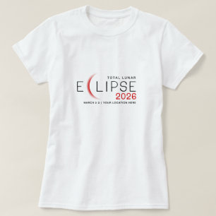 Månförmörkelse 2026 Anpassad plats Minnes- T Shirt