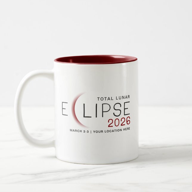 Månförmörkelse 2026 Anpassad plats Minnes- Två-Tonad Mugg (Vänster)