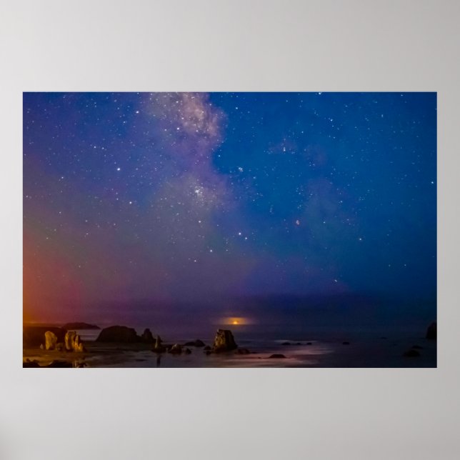 Månförmörkelse & Vintergatan | Bandon Beach, Orego Poster (Framsidan)