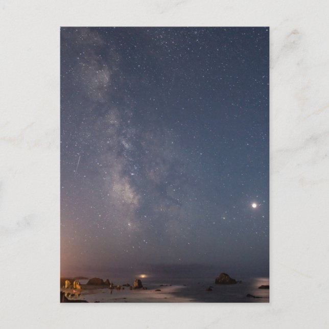 Månförmörkelse & Vintergatan | Bandon Beach Oregon Vykort (Framsida)