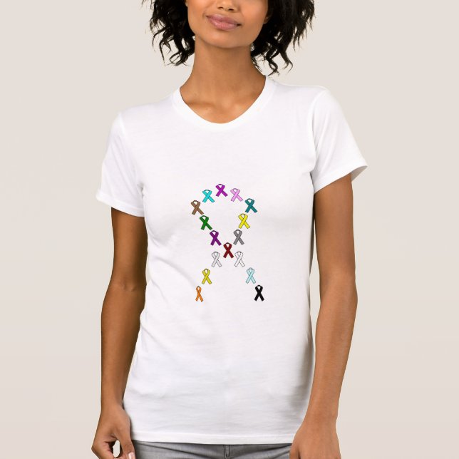 Mång--cancer rosett band t shirt (Framsida)