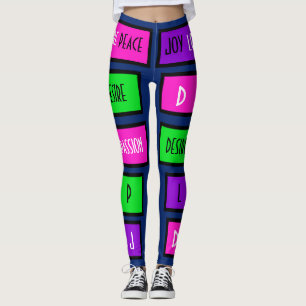 Mång--Färgad "fred+Kärlek+Glädje+Lust ", Leggings