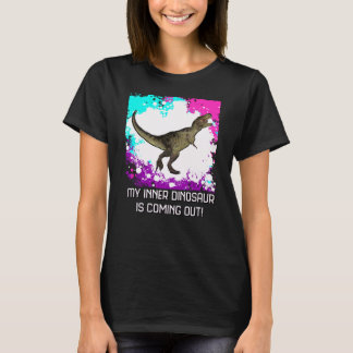 Mång--Färgad Splatter för kvinnor T-Rex med T-shirt