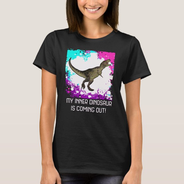 Mång--Färgad Splatter för kvinnor T-Rex med T-shirt (Framsida)