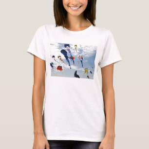 Mång- färgdrakar som målar himmlen tee shirt