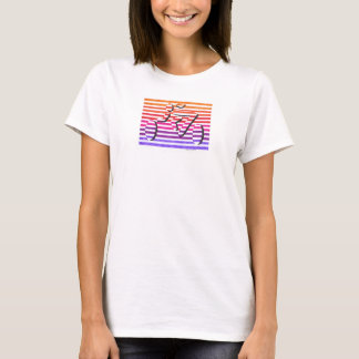 mång- färgrandar för kvinnlig cyklist tee shirt