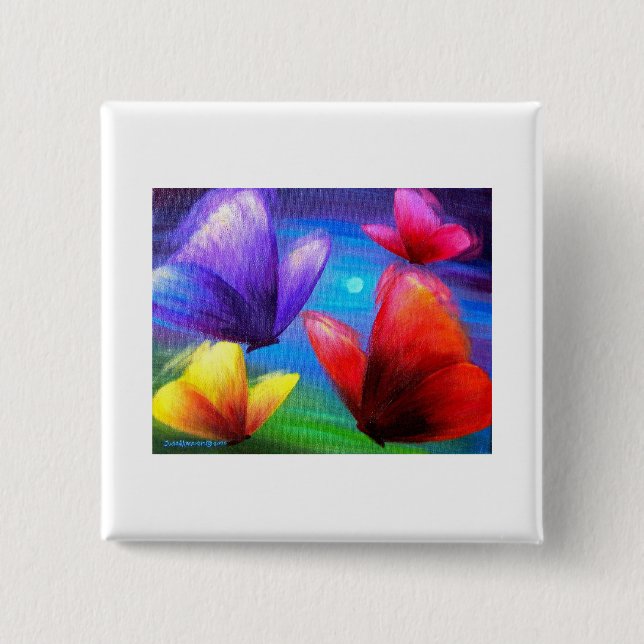 Mång- fjärilskonstmålning - knapp (Framsida)