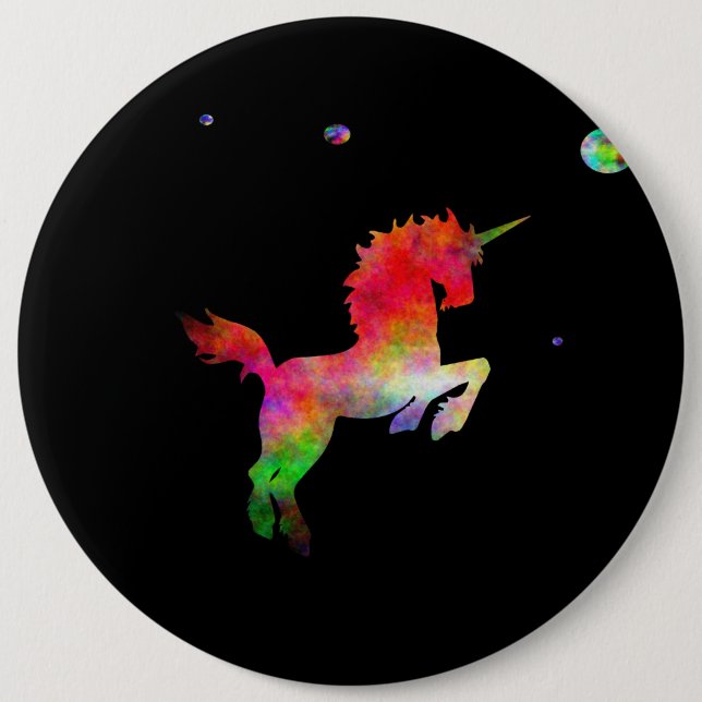 Mång--hued Unicorn för djupt utrymme Knapp (Framsida)