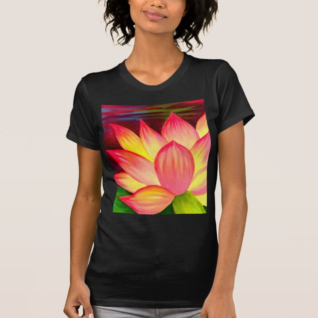 Mång- kinesisk konst för lotusblommanäckrosblomma t-shirt (Framsida)