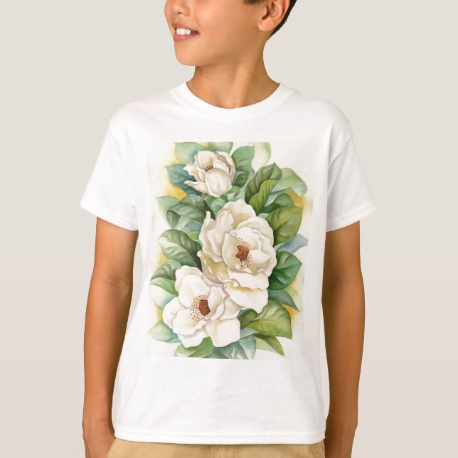 Mång- konst för Magnoliablommavattenfärg - T Shirt (Framsida)