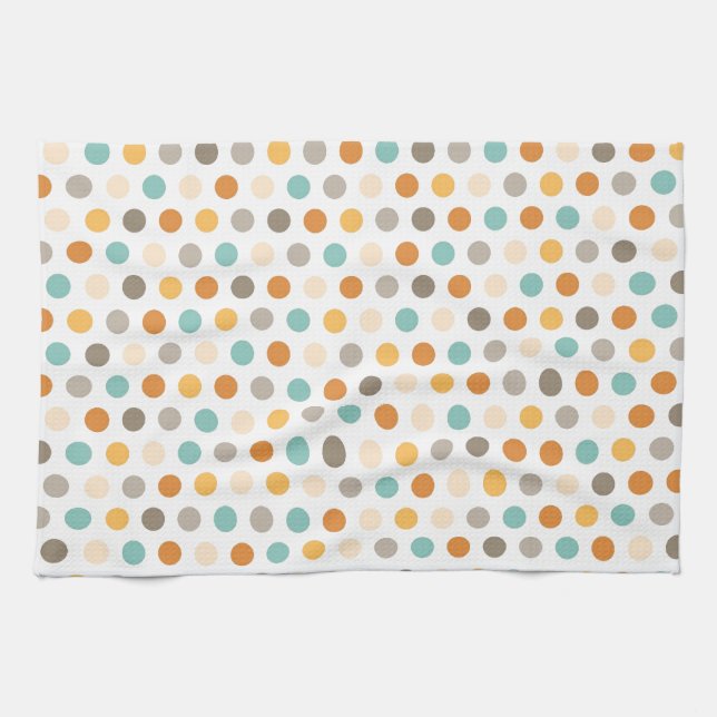 Mång- orange blått färgpolka dots för söt för kökshandduk (Horisontell)