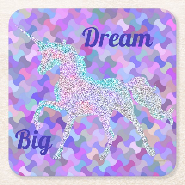 Mång--Prisma färgad Unicornkustfartyg Underlägg Papper Kvadrat (Framsidan)