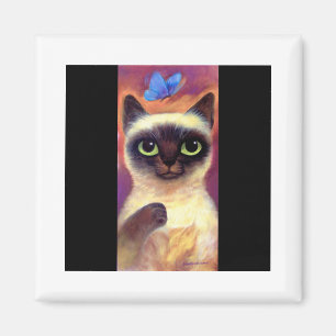 Mång- Siamese konst för kattkattdjurfjäril - Magnet