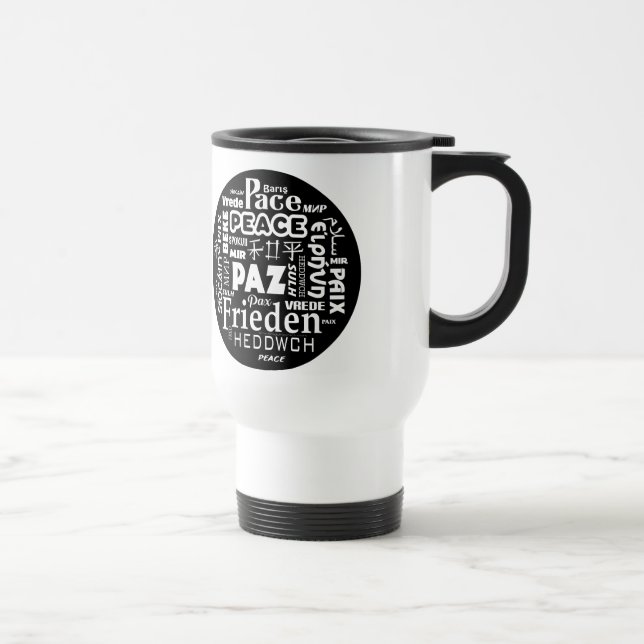 Mång- språkfred pax paz för travel mug resemugg (Höger)