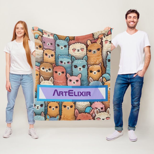 Många Alpaca Llama Fleecefilt (På plats)