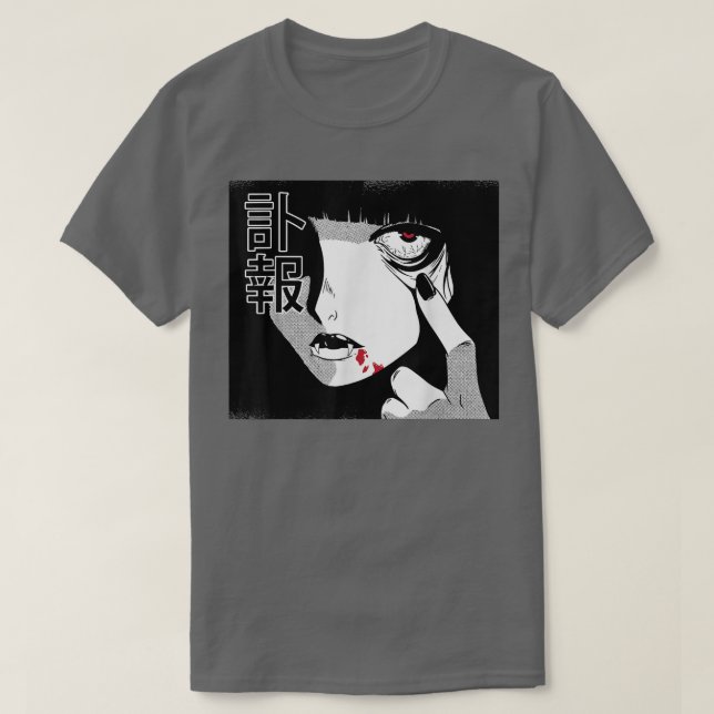 Manga - Alt Aesthetic - Japanska Emo Anime Vampire T Shirt (Design framsida)