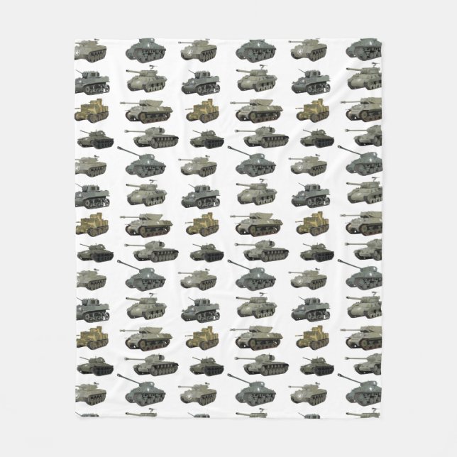 Många American WW2 Tank och Armored Fordon Fleecefilt (Framsidan)