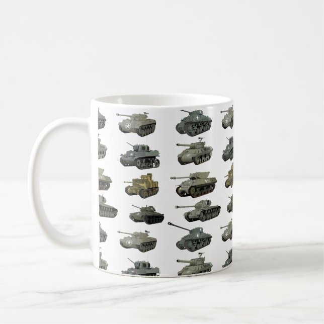 Många American WW2 Tank och Armored Fordon Kaffemugg (Vänster)