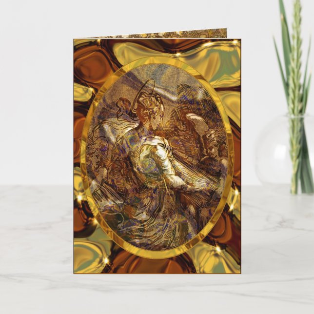 Många änglar-jultider helgkort (Framsida)