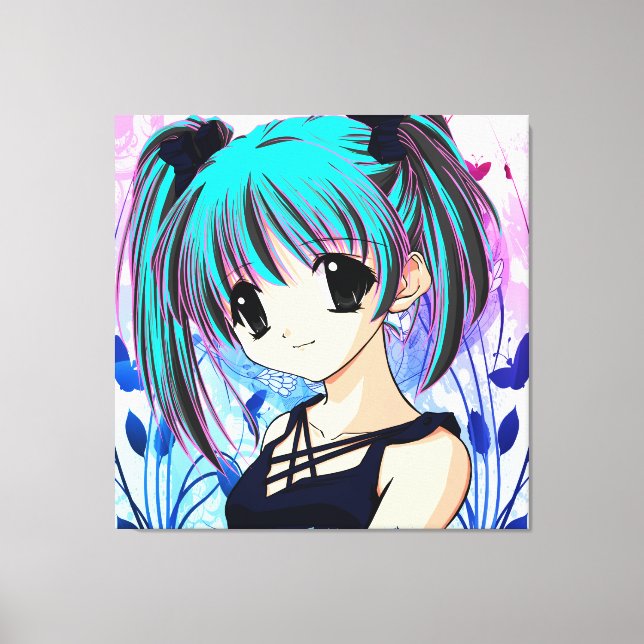 Manga Anime Girl Wrapped Canvas (Framsida)