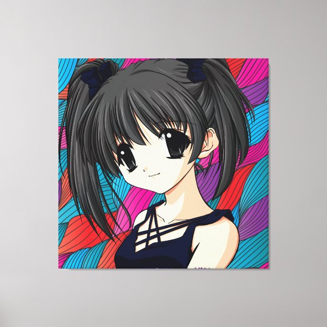 Manga Anime Girl Wrapped Canvas (Framsida)