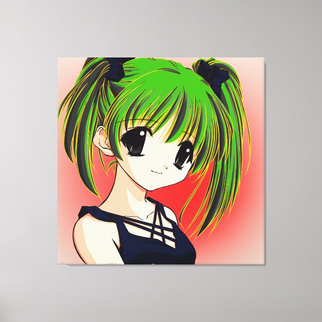 Manga Anime Girl Wrapped Canvas (Framsida)