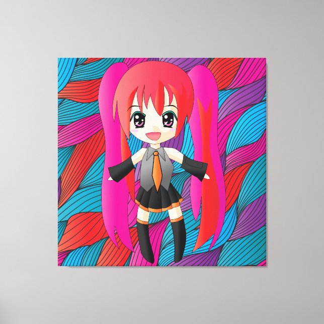 Manga Anime Girl Wrapped Canvas (Framsida)