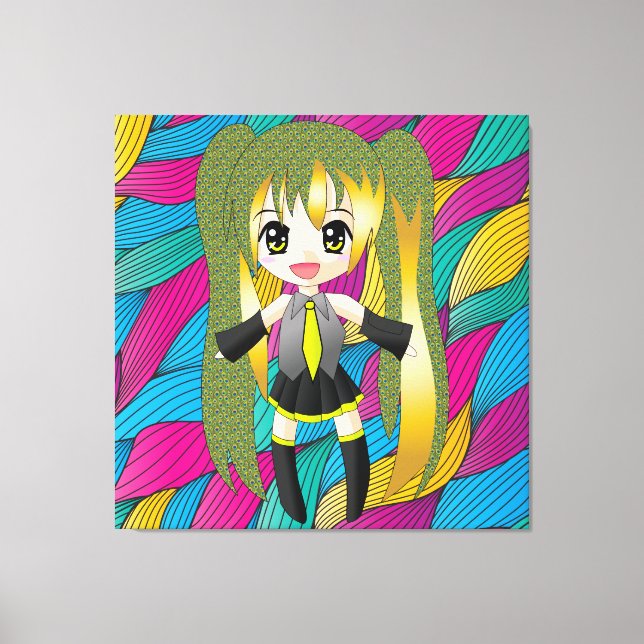 Manga Anime Girl Wrapped Canvas (Framsida)