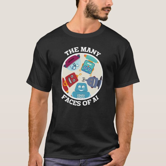 Många Ansikte av artificiell intelligens T Shirt (Framsida)