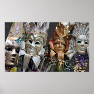 Många Ansikte av Mardi Gras Poster