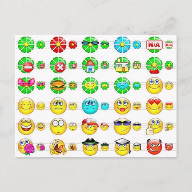 många ansikte vykort (Framsida)