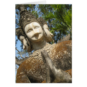 Många Ansikte Wai ... Nong Khai, Isaan, Thailand C Hälsningskort