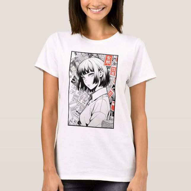 Manga Art Porträtt T-Shirt (Framsida)