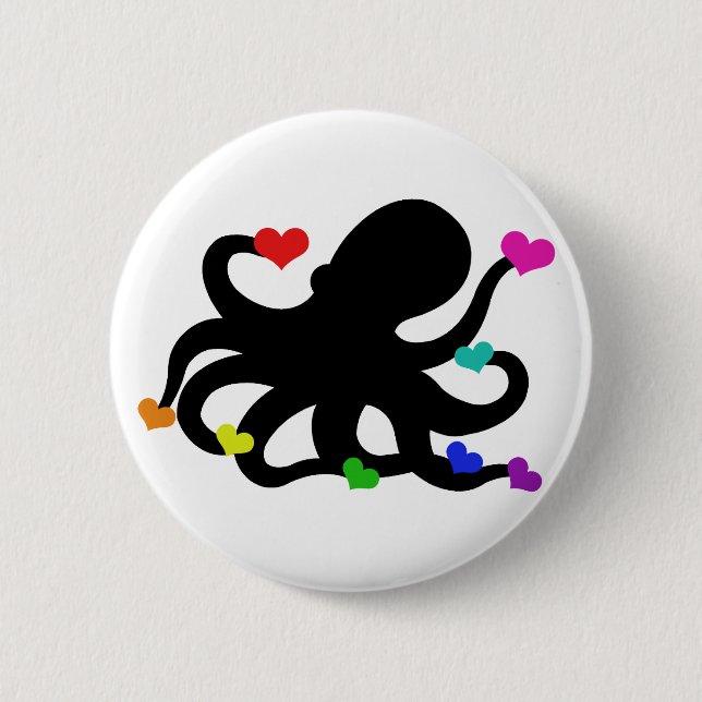 Många av Kärlek Hearts Octopus Art Design Knapp (Framsida)