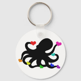 Många av Kärlek Hearts Octopus Art Design Nyckelring