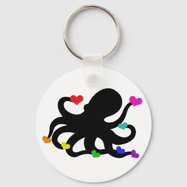 Många av Kärlek Hearts Octopus Art Design Nyckelring (Framsida)