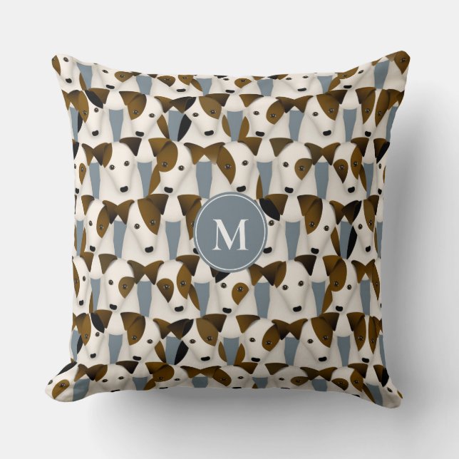 Många av Parson Jack Russell Terriers hundar mönst Kudde (Framsida)