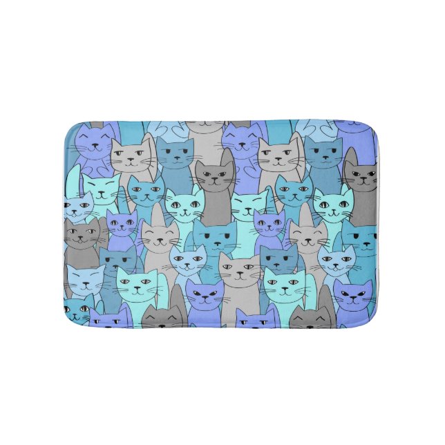 Många blå katter badrumsmatta (Framsidan)