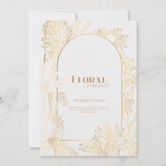 Många blommor med gyllene linje. inbjudningar