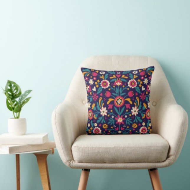 Många blommor och Löv skriver ut Modern kudde (Skapare uppladdad)