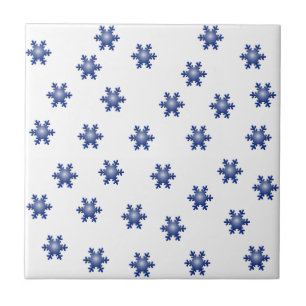 Många Blue Snowflake Starburst Hälsning Ceramic Kakelplatta