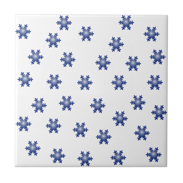 Många Blue Snowflake Starburst Hälsning Ceramic Kakelplatta (Framsidan)