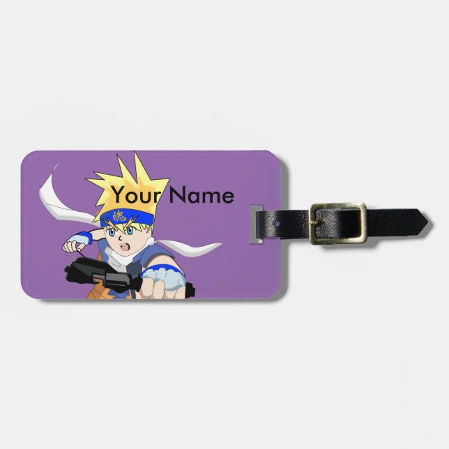Manga Boy Luggage Tag, Anpassade Bagagebricka (Horisontell Framsida)