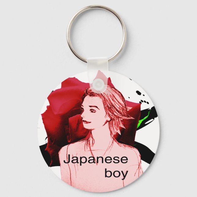 MANGA boy ro-blomma Nyckelring (Framsida)