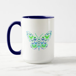 Många butterflies blue grönt Combo Mugg, 15 oz Mugg