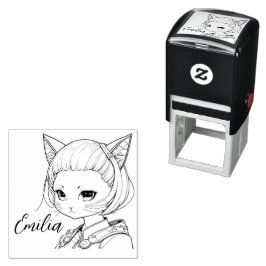 Manga Catgirl Självfärgande Stämpel