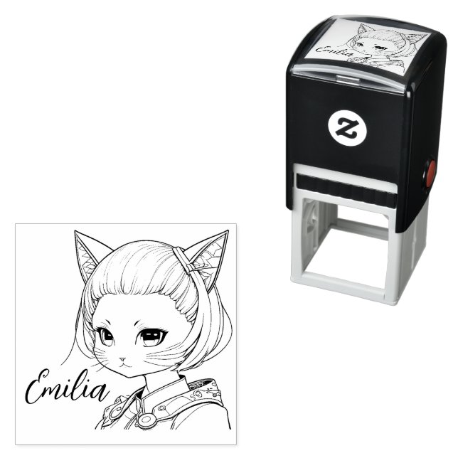 Manga Catgirl Självfärgande Stämpel (In Situ)