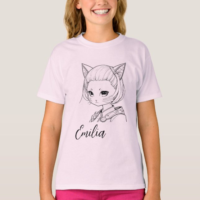 Manga Catgirl T Shirt (Framsida)
